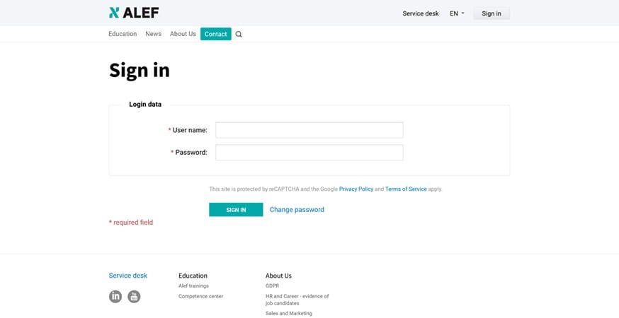 Alef Login Portal